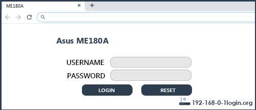 Asus ME180A router default login