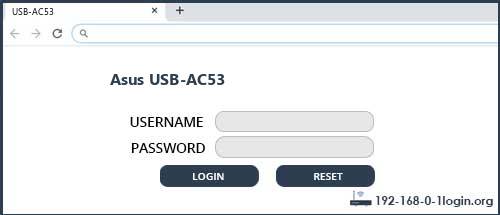 Asus USB-AC53 router default login