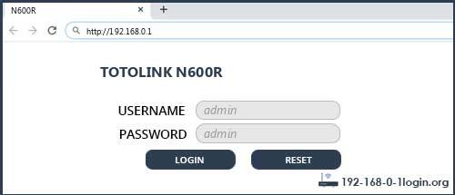 TOTOLINK router router default login