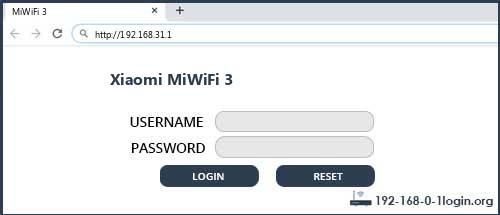 Xiaomi MiWiFi 3 router default login