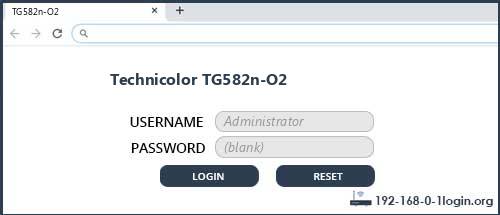 Technicolor TG582n-O2 router default login