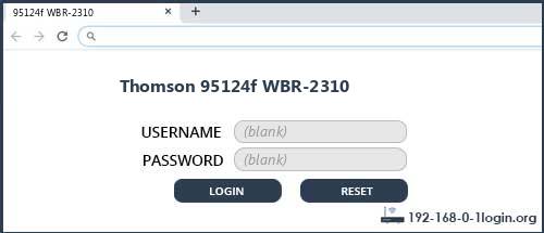 Thomson 95124f WBR-2310 router default login
