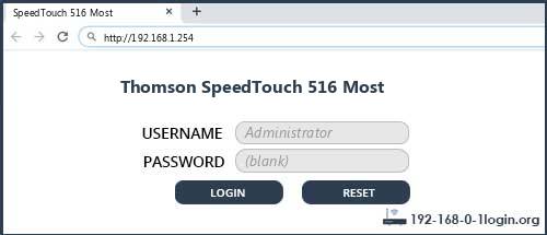 Thomson SpeedTouch 516 Most router default login