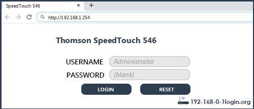 Thomson SpeedTouch 546 router default login