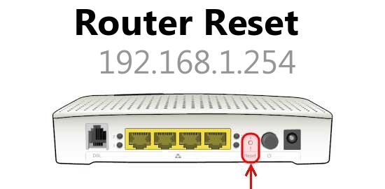 192.168.1.254 router reset