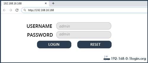 192.168.16.168 default username password