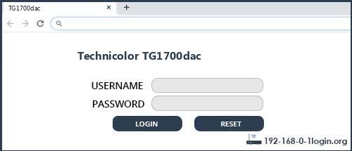 Technicolor TG1700dac router default login