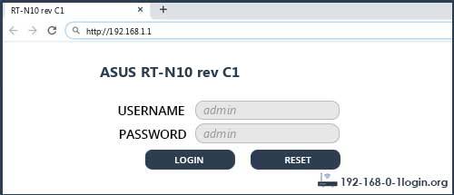 ASUS RT-N10 rev C1 router default login