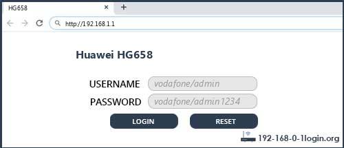 Huawei HG658 router default login