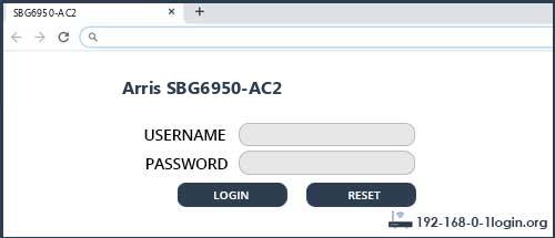Arris SBG6950-AC2 router default login