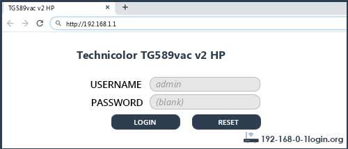 Technicolor router router default login