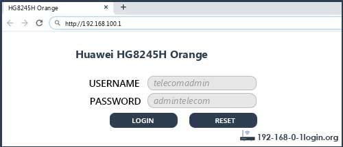 Huawei HG8245H Orange router default login