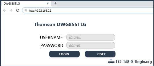 Thomson DWG855TLG router default login