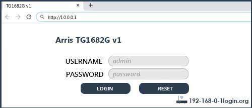 Arris TG1682G v1 router default login
